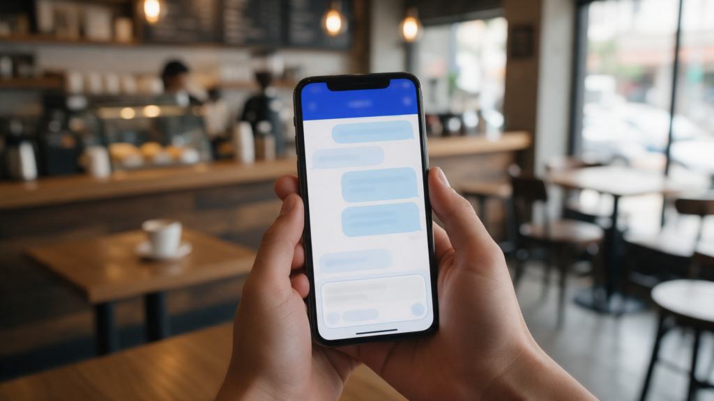 Celular con un chat de inteligencia artificial que muestra un anuncio patrocinado en Ecuador